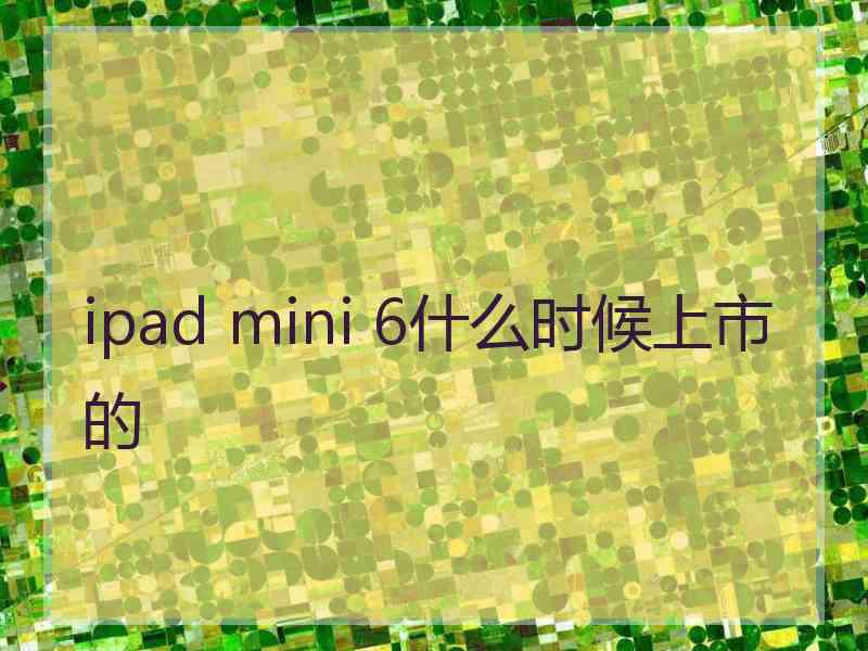 ipad mini 6什么时候上市的